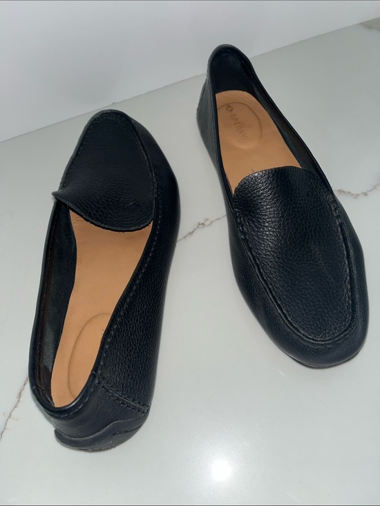 Sperry Shoes - Sperry Port Driver 2 Black Pebbled Leather Ladies Slip-On Loafers Sz. 10WM